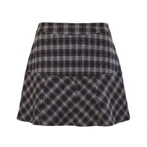 Tangents Wool Blend Plaid Skirt – Size 15/16 – Black/Charcoal/Pink
